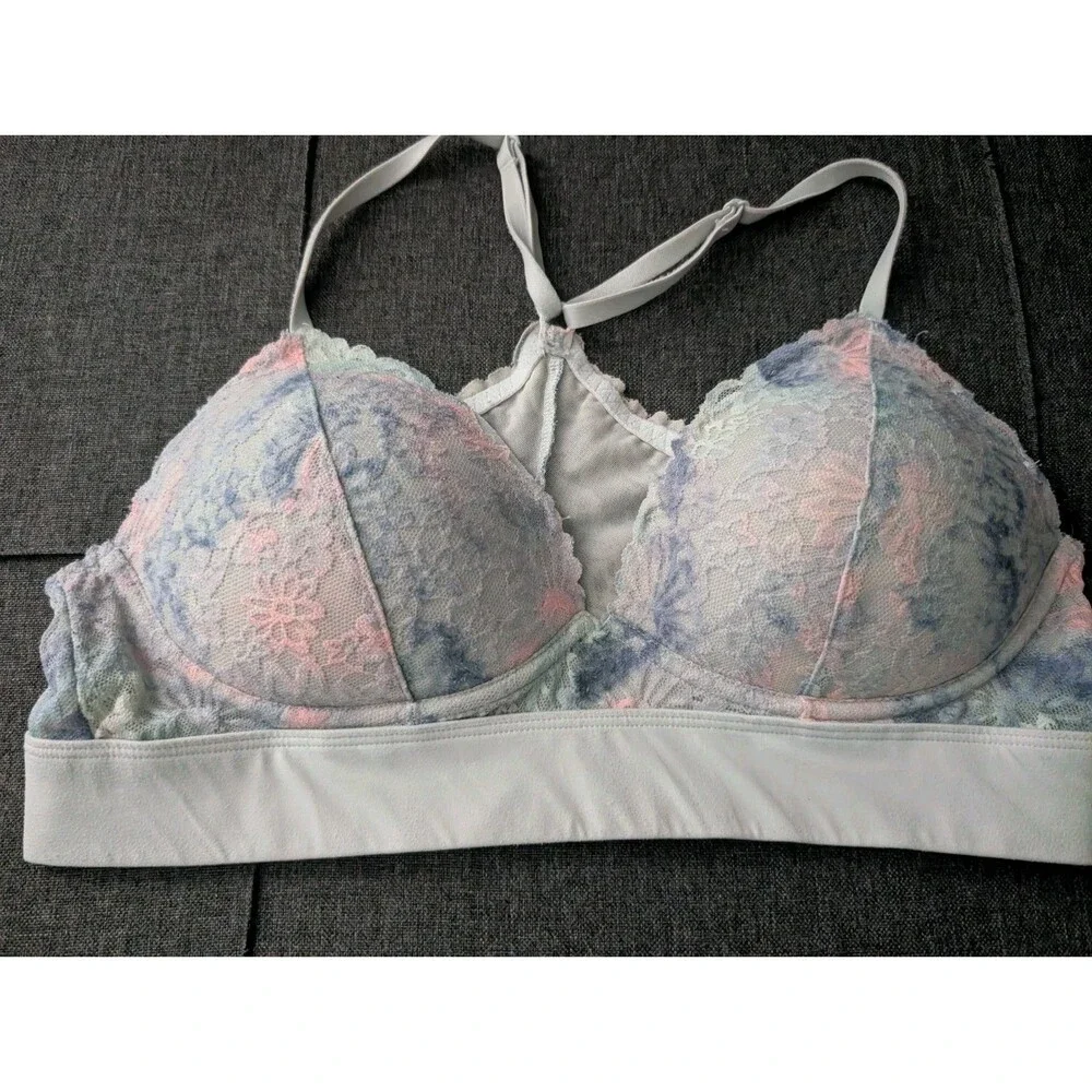 Victoria's Secret PINK Women Bra Large Pastel Multicolor Blue Lightly Lined